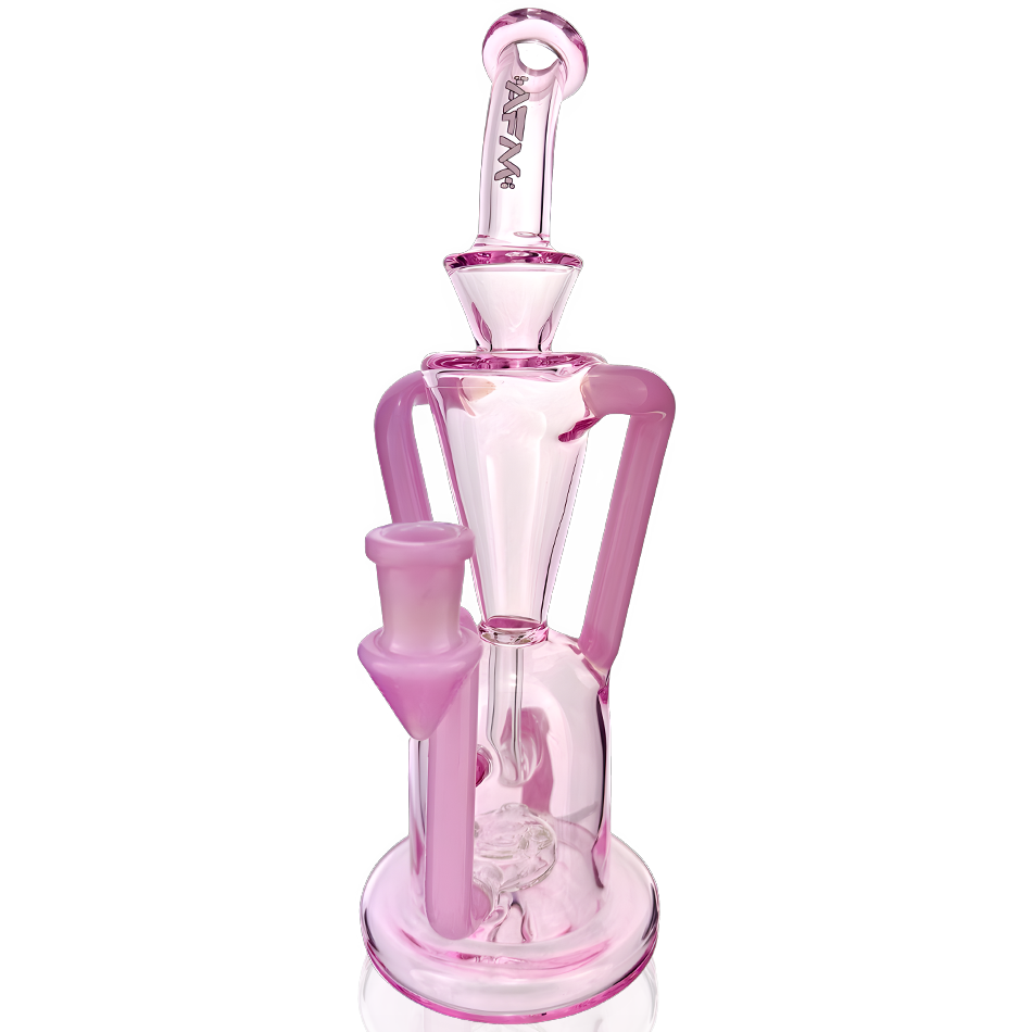 9" AFM Poppy Color Glass Recycler Dab Rig