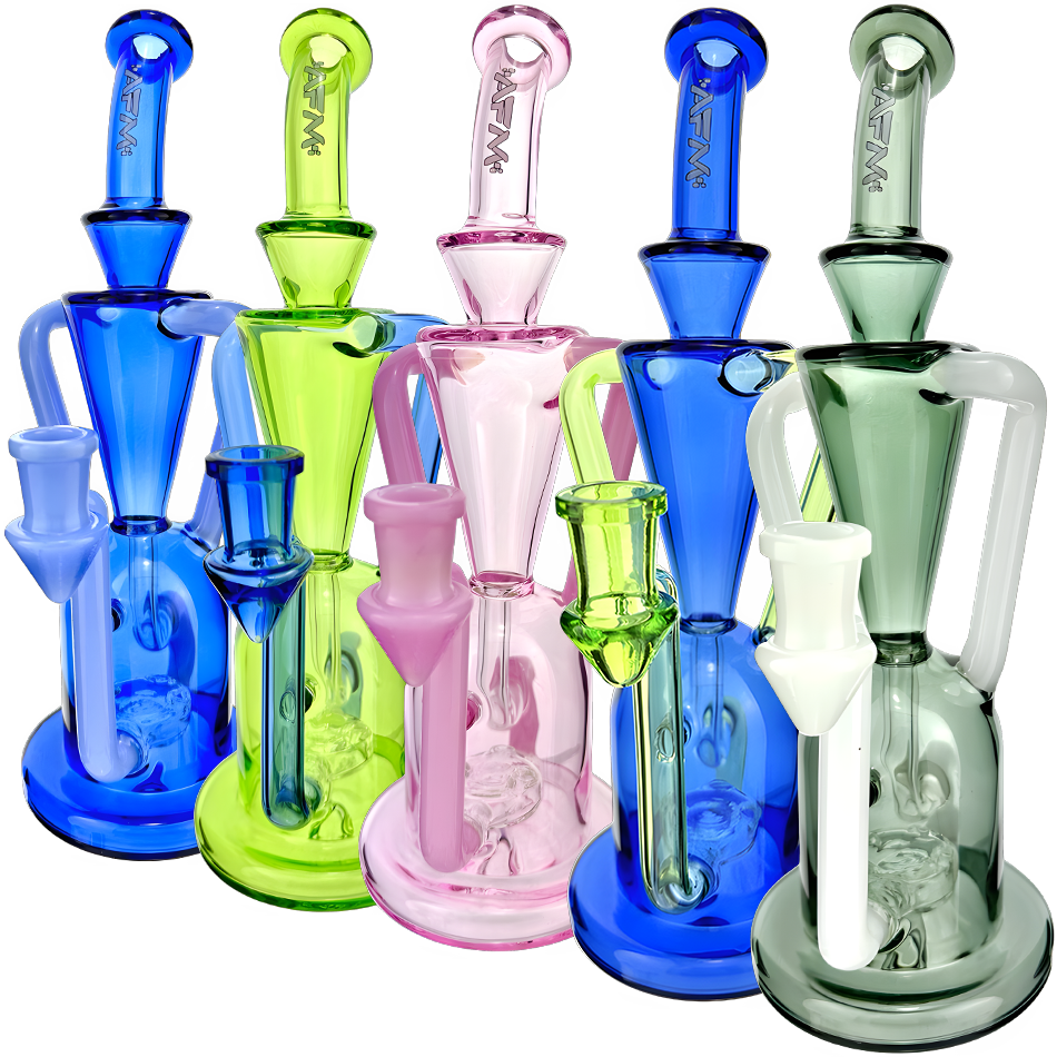 9" AFM Poppy Color Glass Recycler Dab Rig