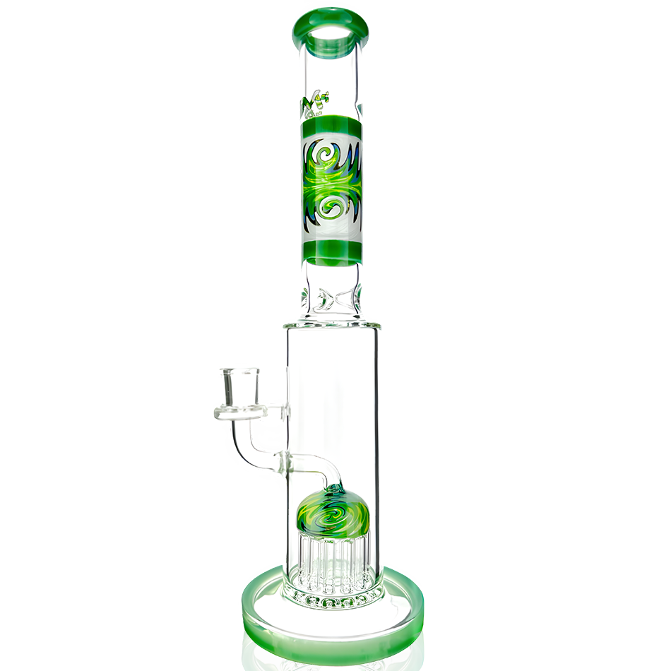 14" AFM Glass Reversal Arm Perc Glass Straight Tube Bong