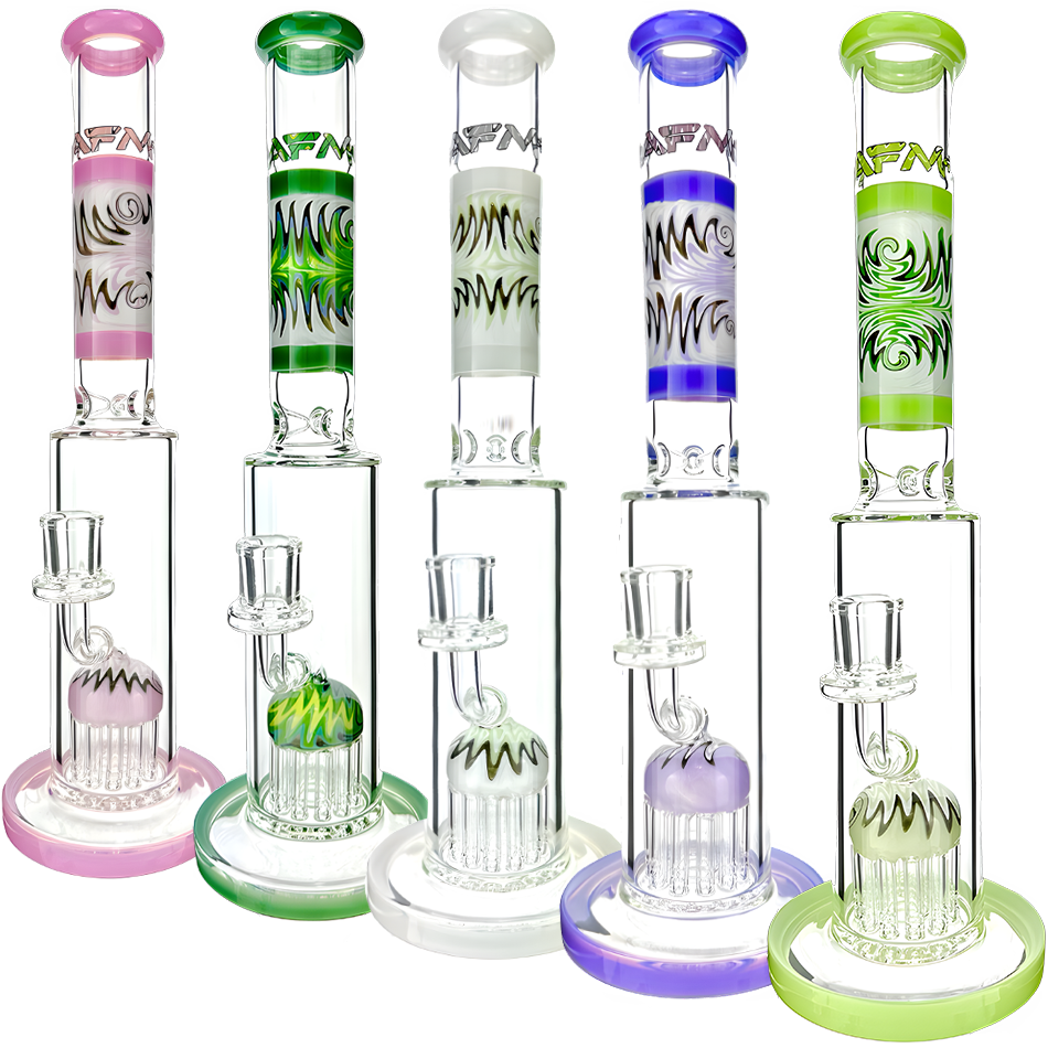 14" AFM Glass Reversal Arm Perc Glass Straight Tube Bong
