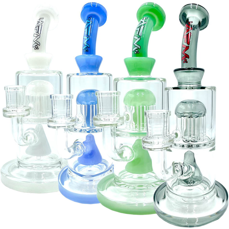 10" AFM Glass Pyramid Perc Glass Dab Rig + Quartz Banger & Carb Cap Bundle