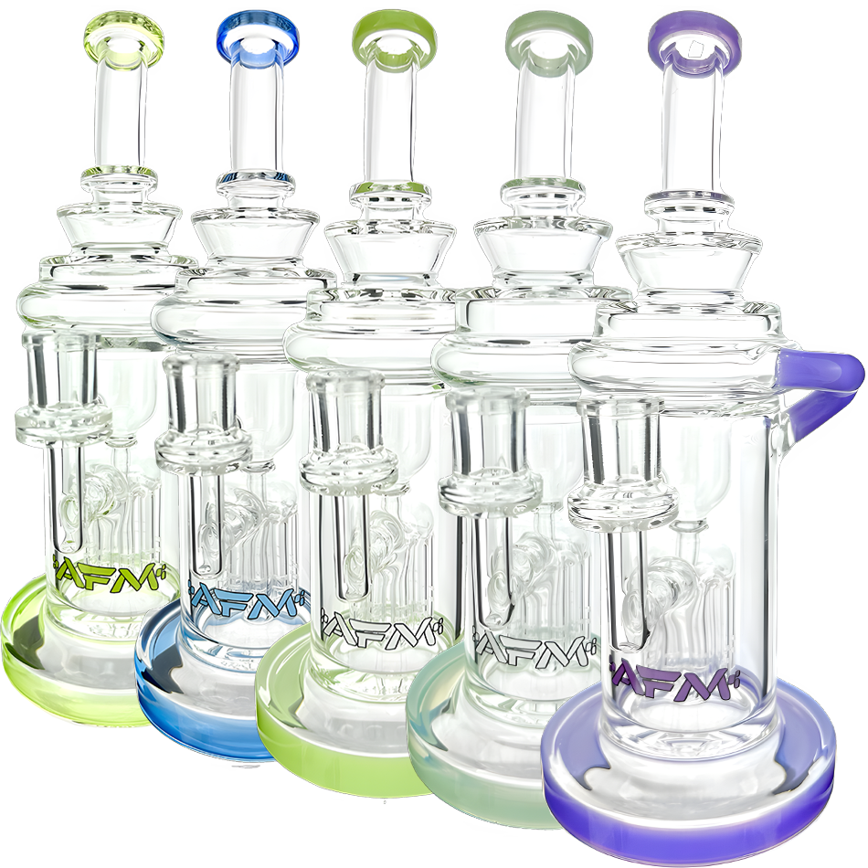 10" AFM Glass Power Station Color Lip Glass Recycler Dab Rig