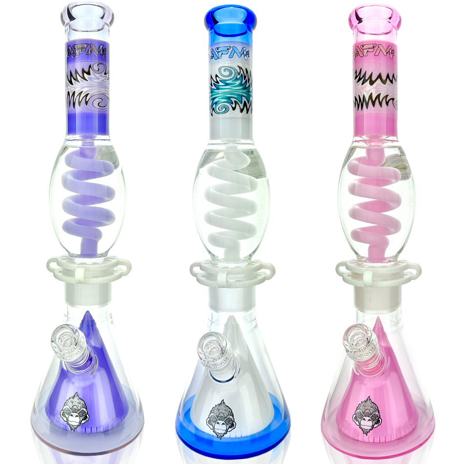 16" AFM Glass Reversal UFO Pyramid Freezable Coil Glass Beaker Bong