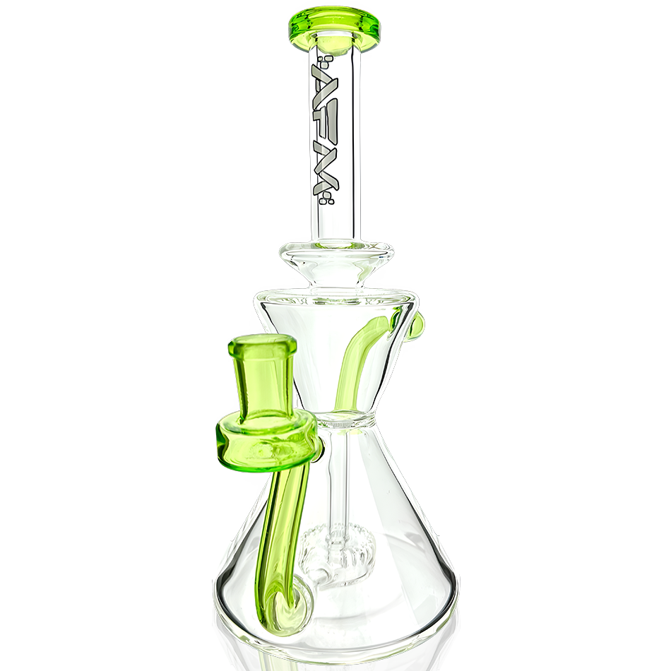 8.5" AFM Tulip Clear Glass Recycler Dab Rig + Quartz Banger & Carb Cap Bundle