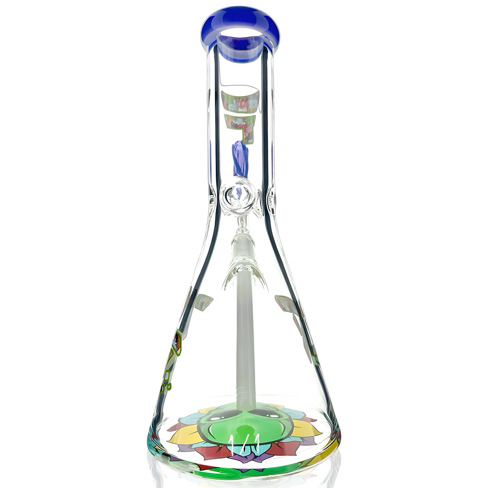 1 of 1 - 12″ AFM Scramble Bears Purple Colored Lip Glass Beaker Bong Set | AFM Smoke