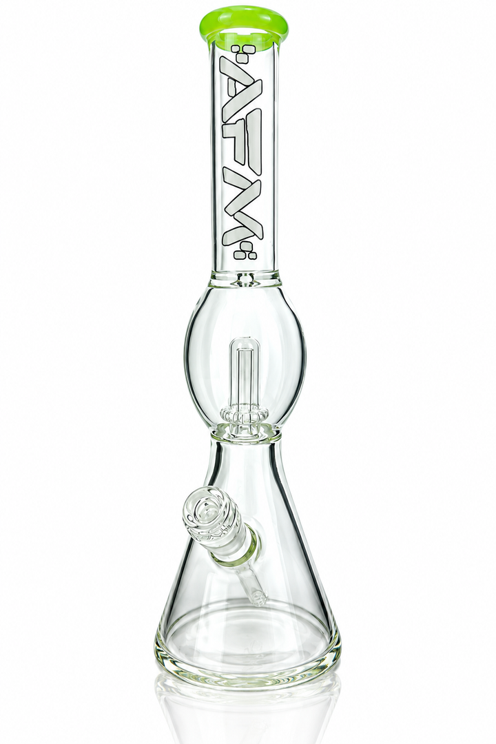 18" AFM Glass Flying Saucer Color Lip Beaker Bong, UFO Perc Water Pipe