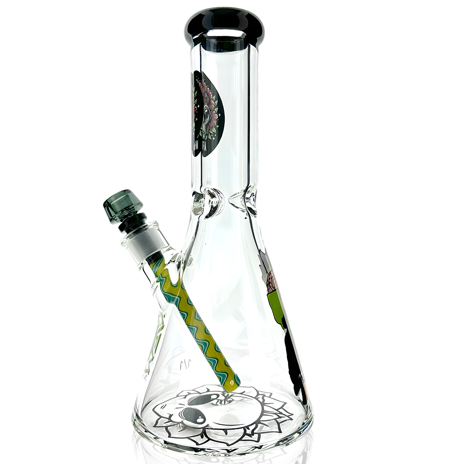 1 of 1 - 12″ AFM Alien Abduction Colored Lip Glass Beaker Bong Set | AFM Smoke