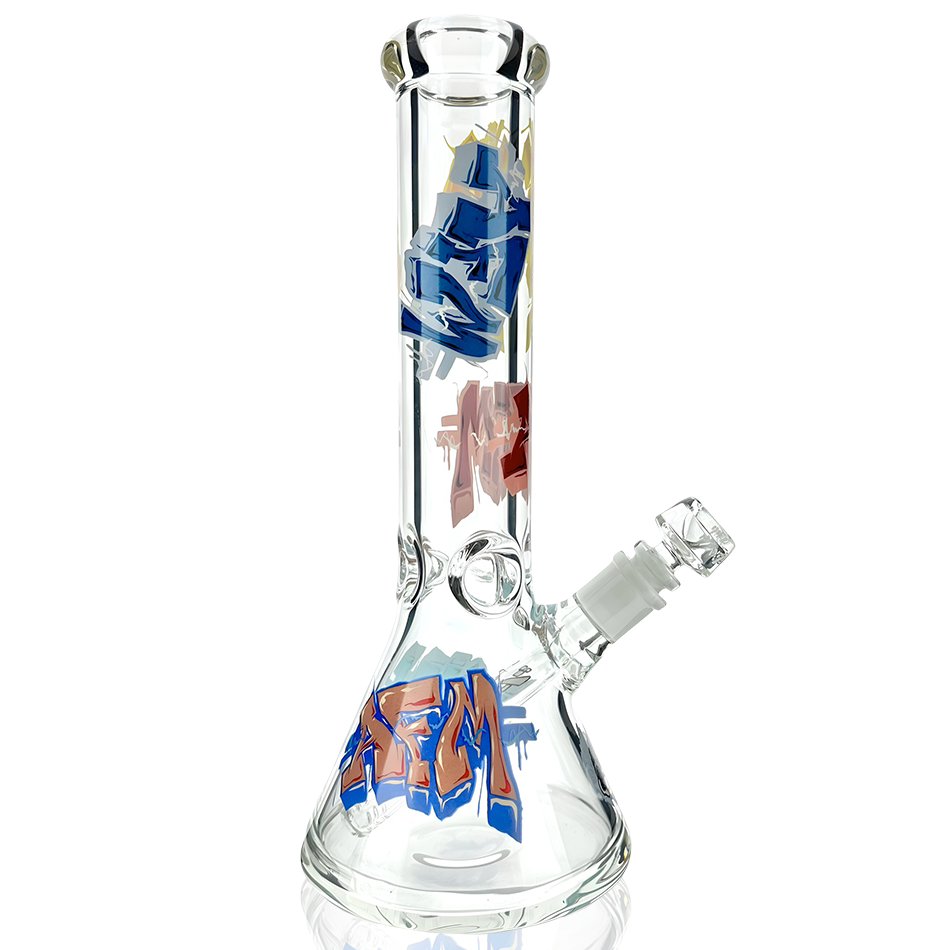 12" AFM Throw Up Graffiti Glass Beaker Bong Set