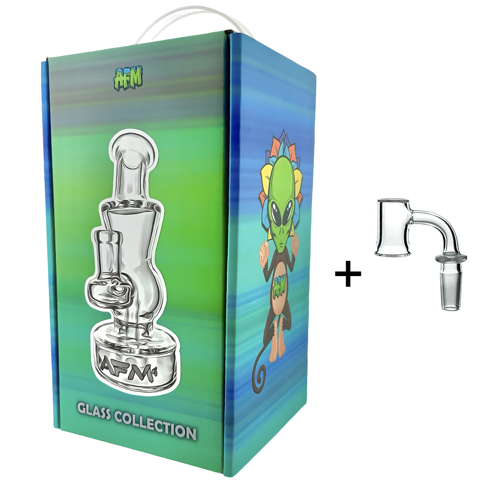 6" AFM Full Color Glass Mini Dab Rig + Banger Box Set | AFM Smoke