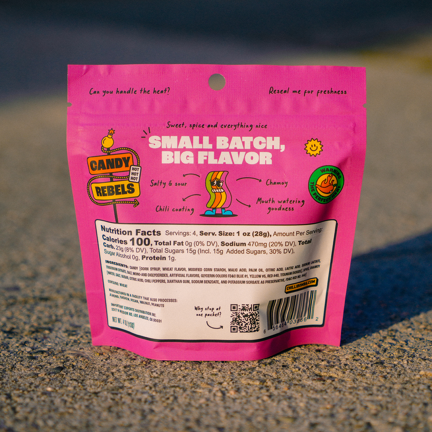 Chilli Bomba Rainbow Belts Chili Chamoy Candy 4oz Bag