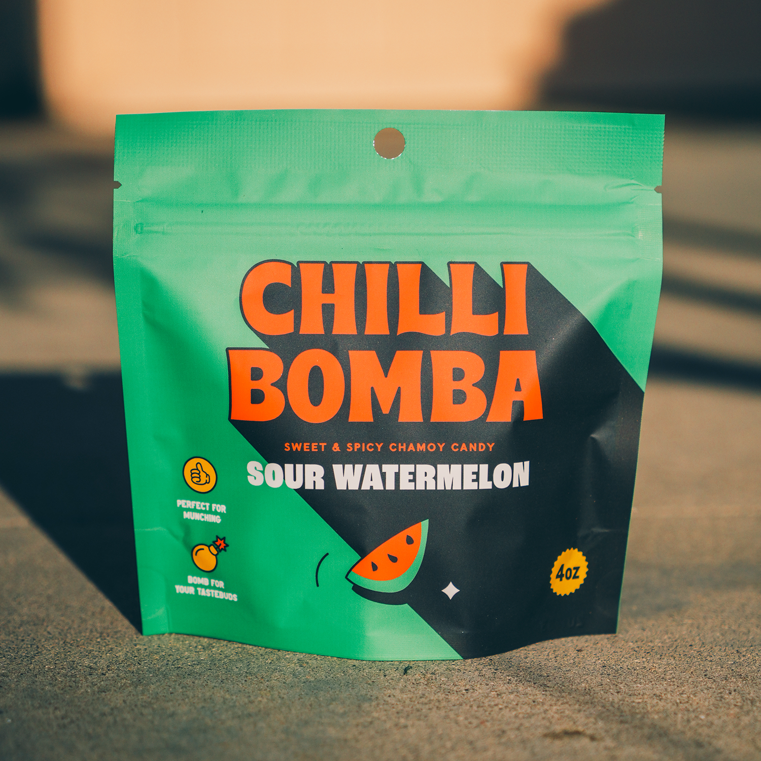 Chilli Bomba Sour Watermelon Chili Chamoy Candy 4oz Bag