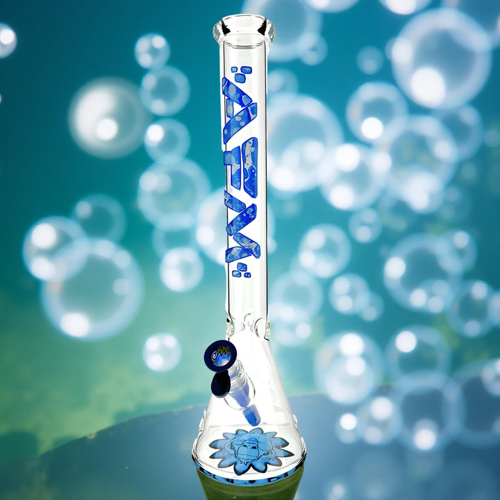 18" AFM Blue Bubbles Glass Beaker Bong Bundle Set