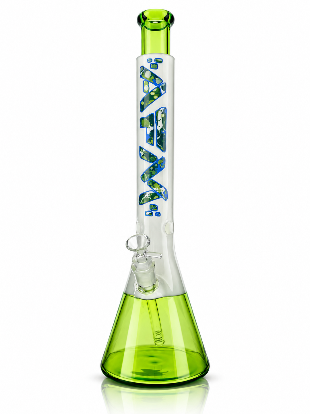 18" AFM Green Zen beaker bong with lime green base and green and blue AFM decal