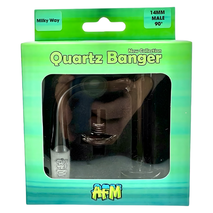 AFM Milky Way Quartz Dab Banger Set – 20mm Flat-Top Premium Quartz Nail Kit with Tower Spinner &amp; Spaceship Cap