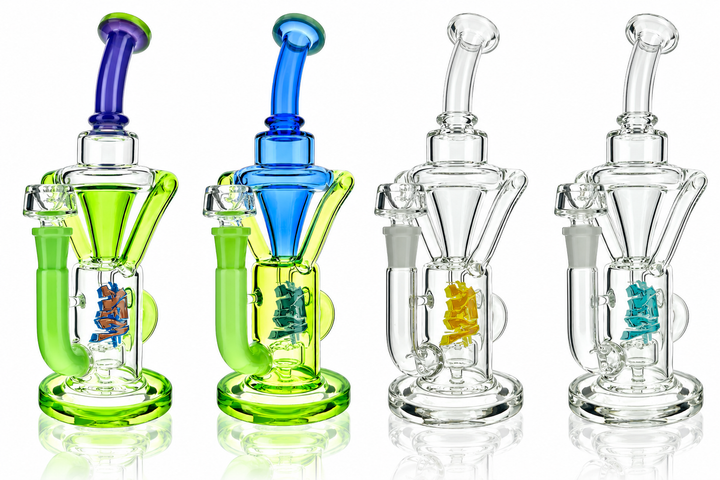 9.5" AFM Glass Palermo Double Glass Recycler Dab Rig