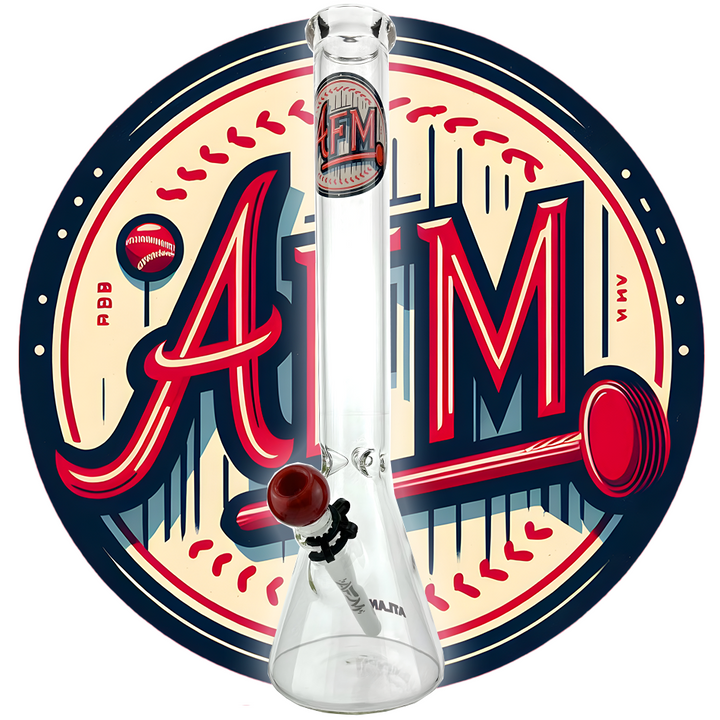 18" Atlanta Baseball 5mm Beaker Bong Bundle