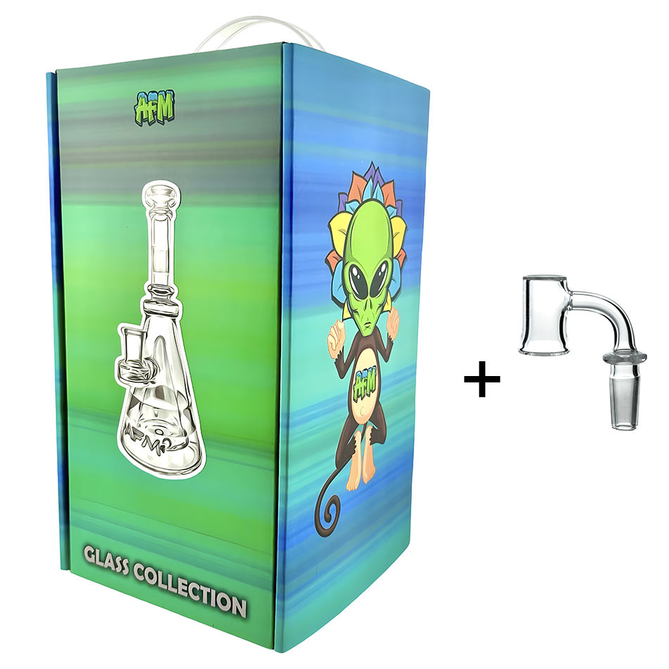 8" AFM Pyramid Clear Glass Dab Rig + Banger Box Set