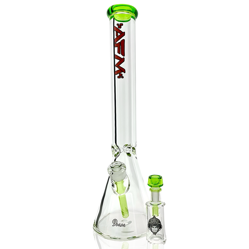18″ Battleship Glass Colored Lip 9mm Beaker Bong Bundle | AFM Smoke