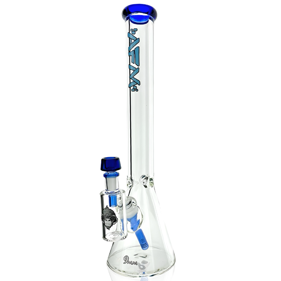 18″ Battleship Glass Colored Lip 9mm Beaker Bong Bundle | AFM Smoke