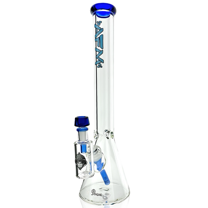18″ Battleship Glass Colored Lip 9mm Beaker Bong Bundle | AFM Smoke