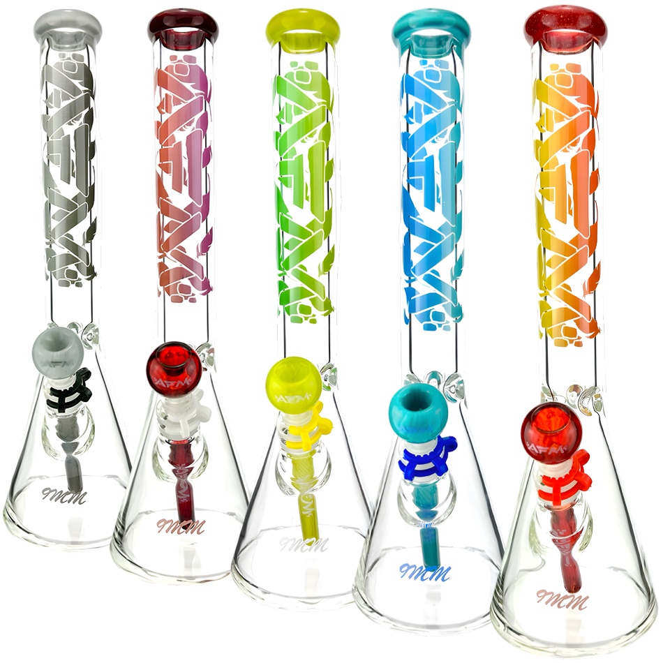 18" AFM Phoenix 9mm Clear Glass Beaker Bong Bundle Set