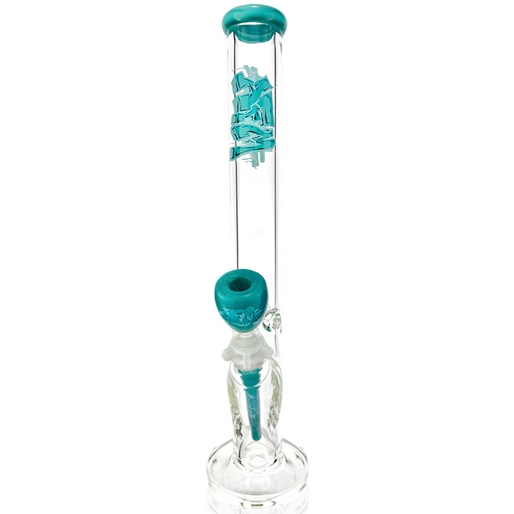 18" Wildstyle Graffiti Colored Glass Straight Beaker Bong | AFM Smoke