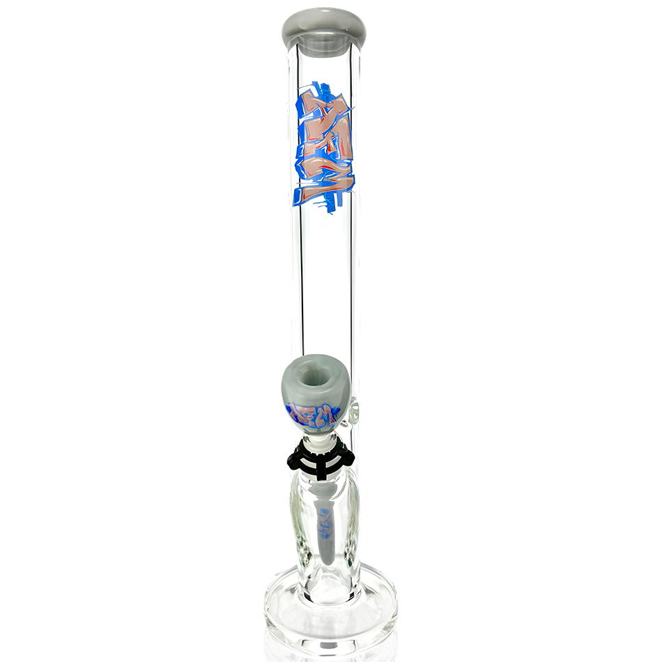 18" Wildstyle Graffiti Colored Glass Straight Beaker Bong | AFM Smoke