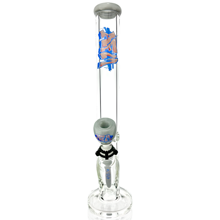 18" Wildstyle Graffiti Colored Glass Straight Beaker Bong | AFM Smoke