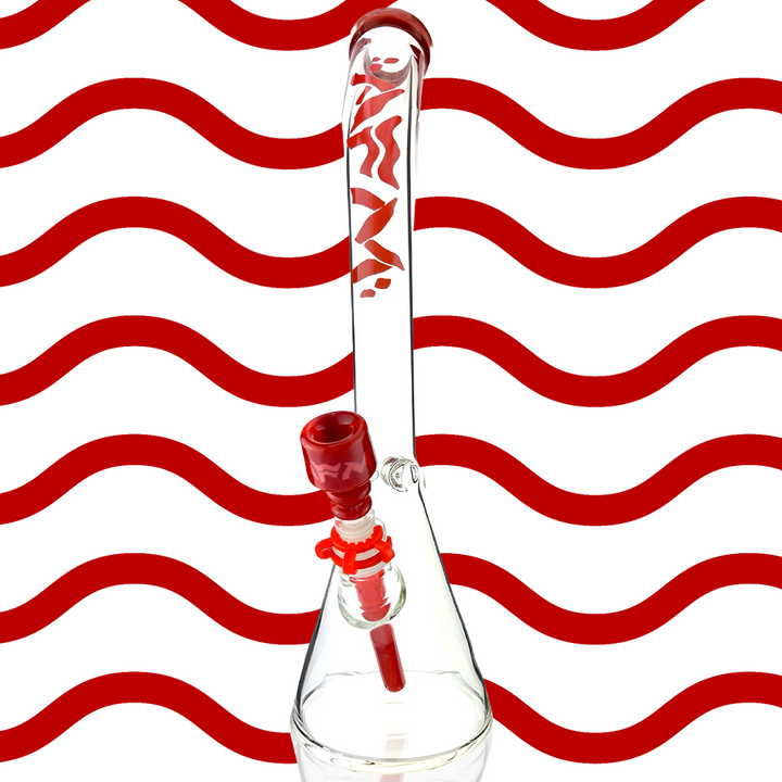 18" Wavy Bent Neck 7mm Colored Lip Glass Beaker Bong Bundle | AFM Smoke