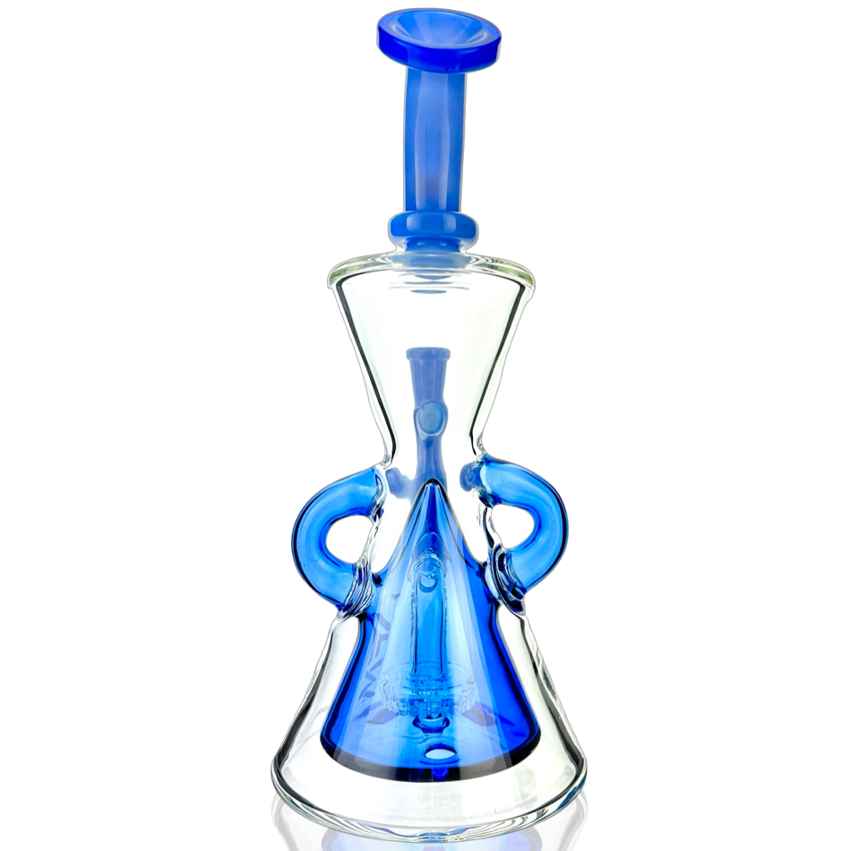 10" Hour Glass Colored Glass Recycler Dab Rig