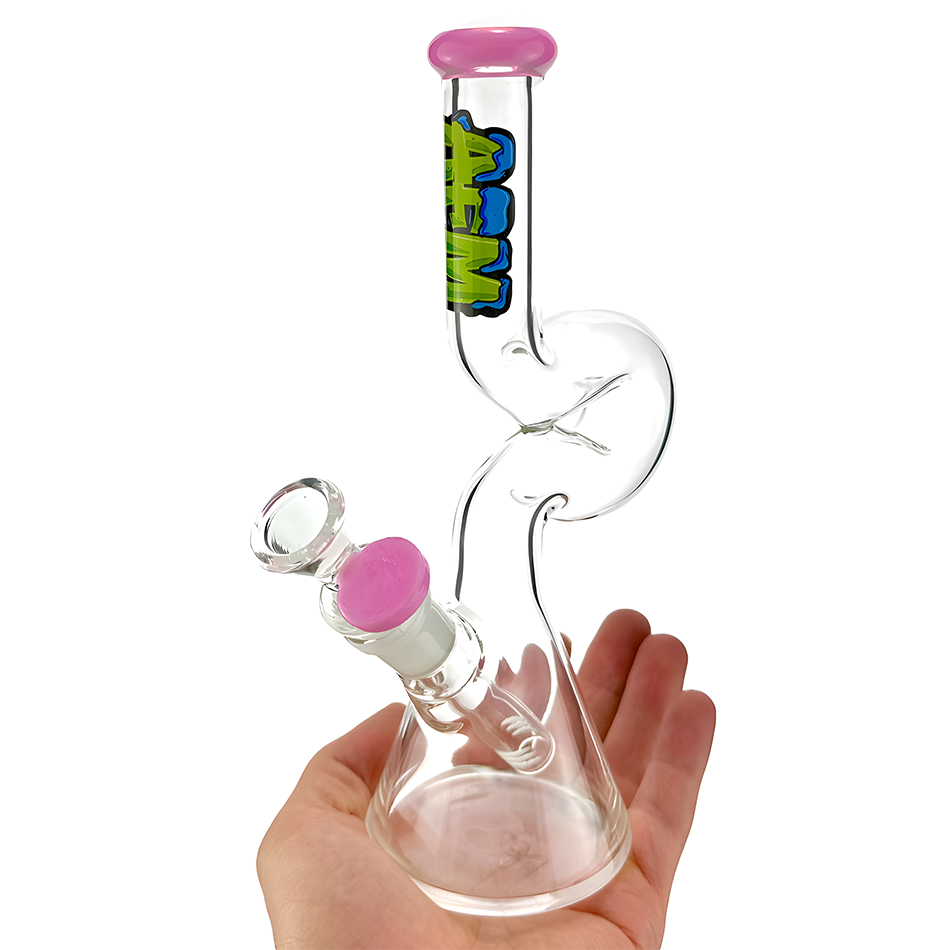 9-Inch AFM Mini Hunchback Colored Lip Beaker Bong — side profile view