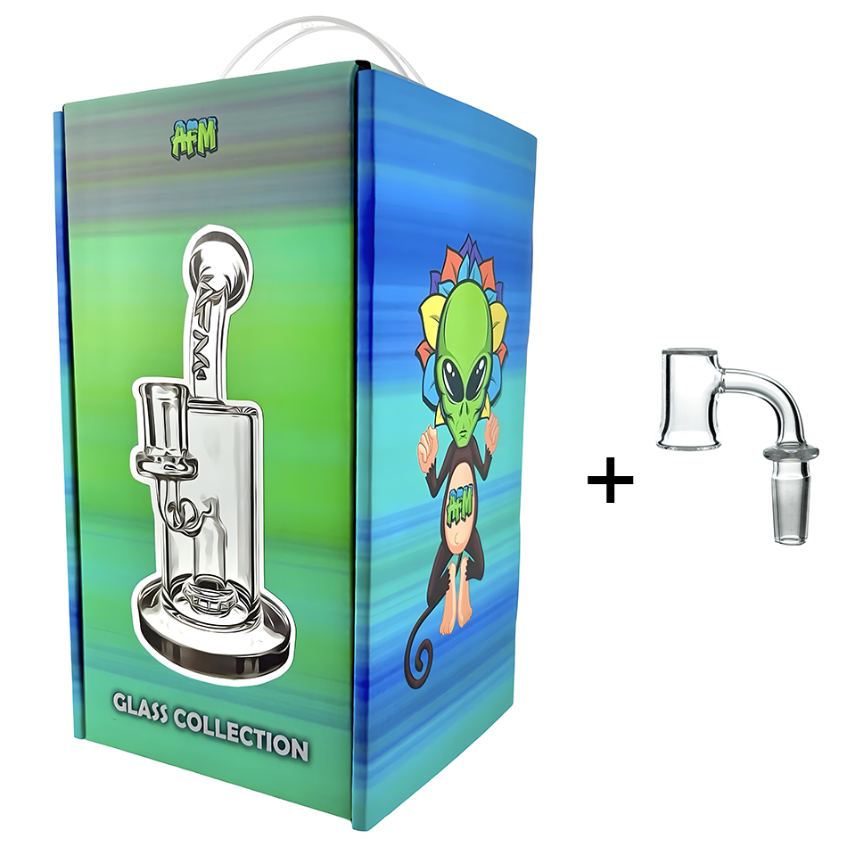 8-Inch AFM Wave UFO Perc Glass Dab Rig with Banger Box Set — Complete Starter Kit
