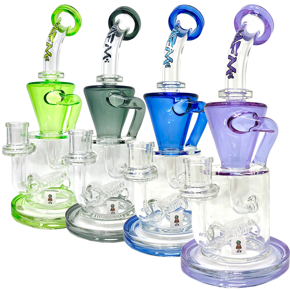 AFM 10.5″ Drain Recycler Colored Lip Dab Rig | AFM Smoke