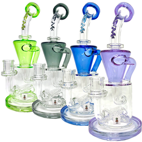 10.5" AFM Glass Drain Recycler Colored Lip Dab Rig