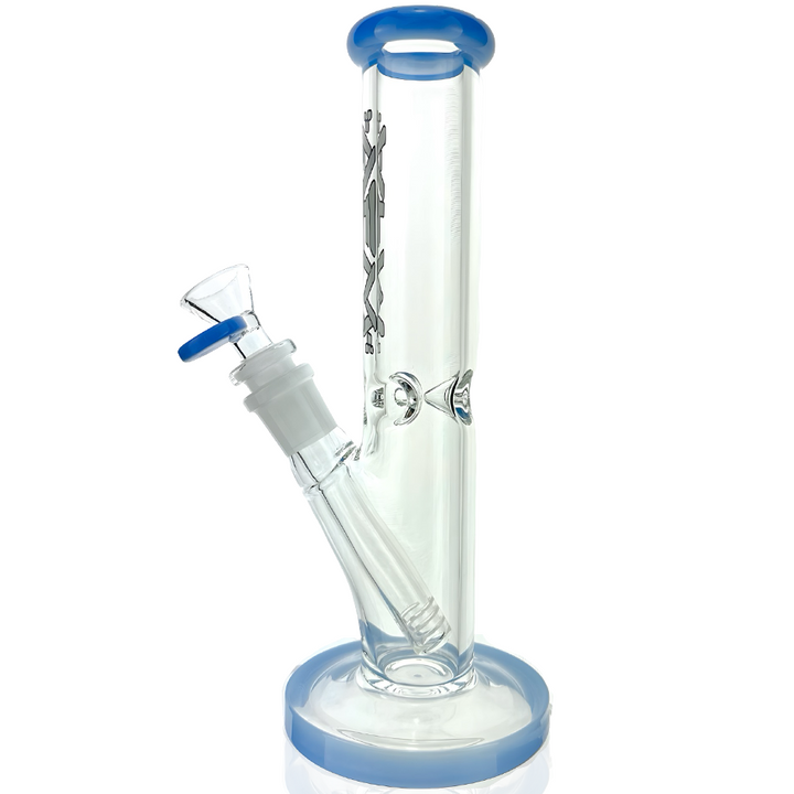 8-Inch AFM Colored Lip Clear Mini Straight Tube Beaker — side profile view