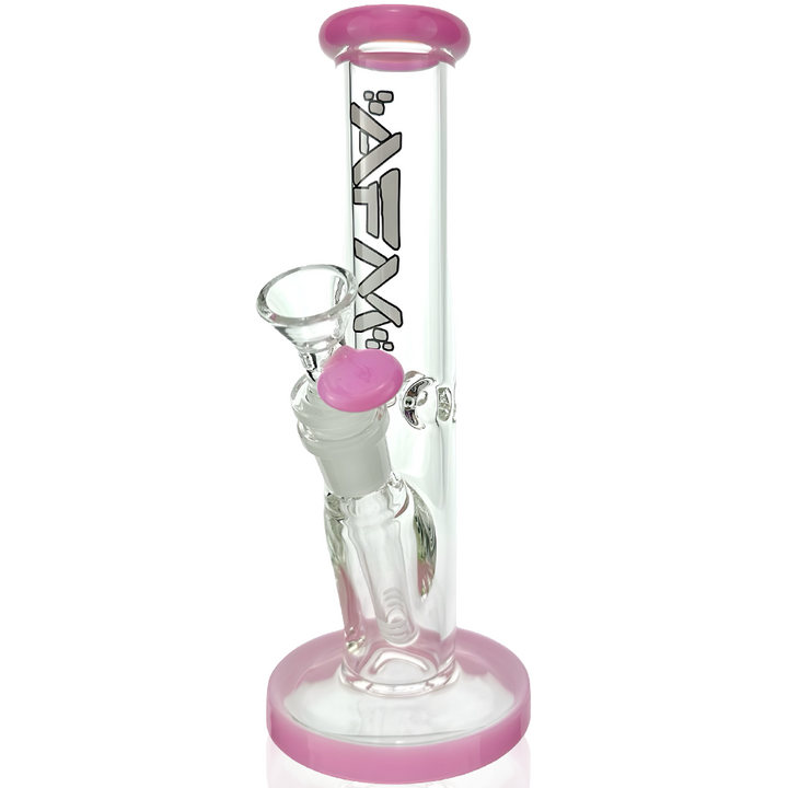 8-Inch AFM Colored Lip Clear Mini Straight Tube Beaker — Borosilicate Glass Water Pipe