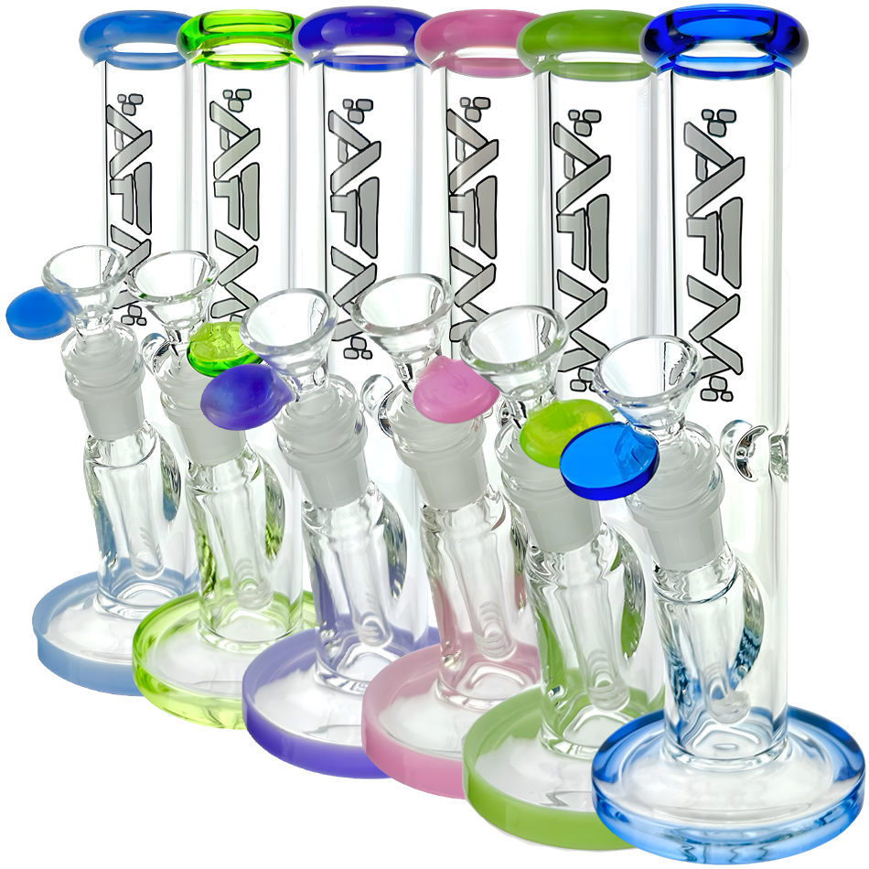 8″ AFM Colored Lip Clear Mini Straight Tube Beaker | AFM Smoke