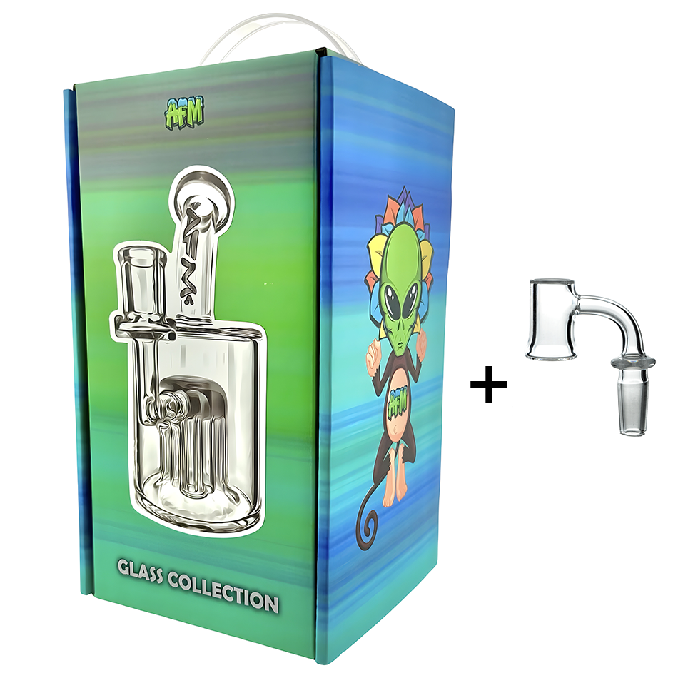 6" AFM 12-Arm Tree Perc Clear Glass Dab Rig & Banger Boxed Set – Borosilicate Concentrate Rig | AFM Smoke