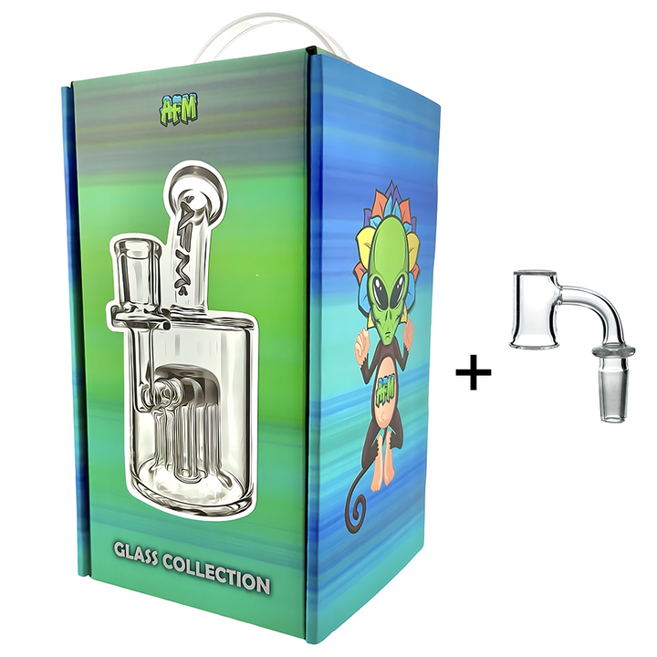 6" AFM 12-Arm Tree Perc Clear Glass Dab Rig &amp; Banger Boxed Set – Borosilicate Concentrate Rig | AFM Smoke