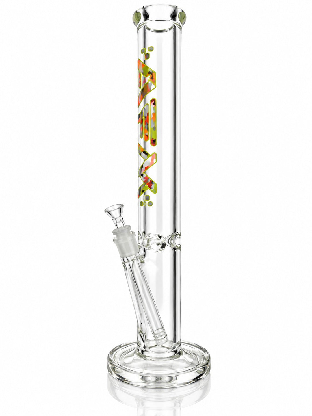 AFM Gummy Bear 9mm straight tube bong, side view with downstem, bowl and thick foot