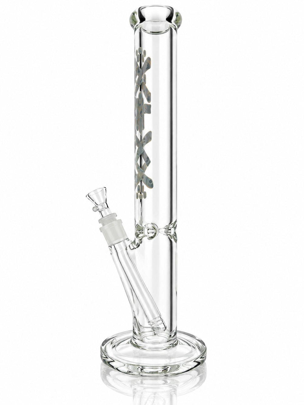 AFM Peace From Space 9mm straight tube bong, side view with downstem, bowl and thick foot