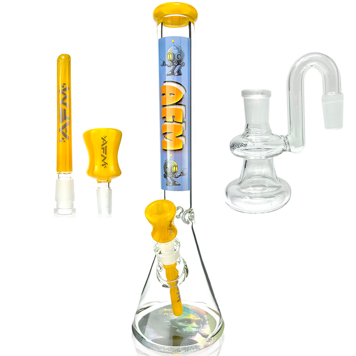 18" AFM AI God Sekhmet 9mm Glass Beaker Bong Bundle – With Ash Catcher