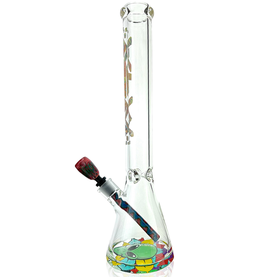 18" AFM Glass Color Blast 9mm Glass Beaker Bong Bundle