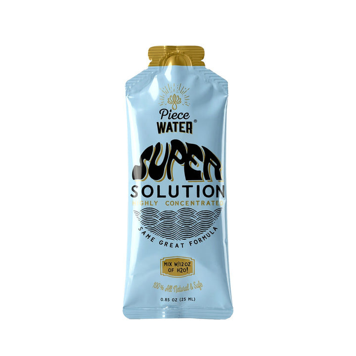 Piece Water Super Solution concentrated bong water packet, 0.85 oz (25 mL), front