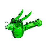 Dragon Worked Lime Color Glass Hand Pipe