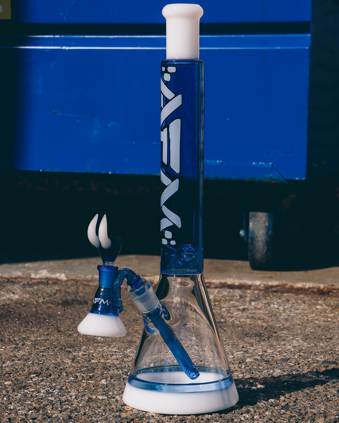 18" AFM Quasar Ink Blue Glass Beaker Bong Bundle – Thick Borosilicate Water Pipe Set | AFM Smoke