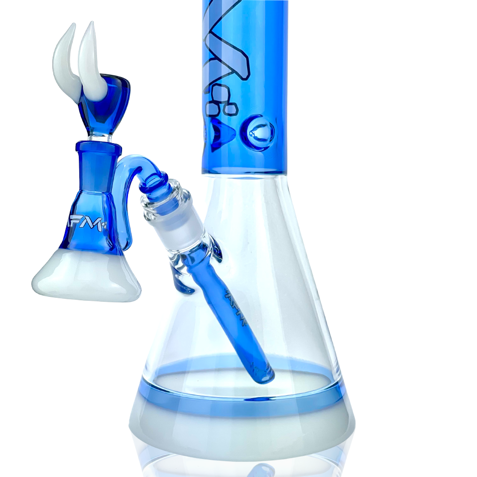 18" AFM Quasar Ink Blue Glass Beaker Bong Bundle – Thick Borosilicate Water Pipe Set | AFM Smoke