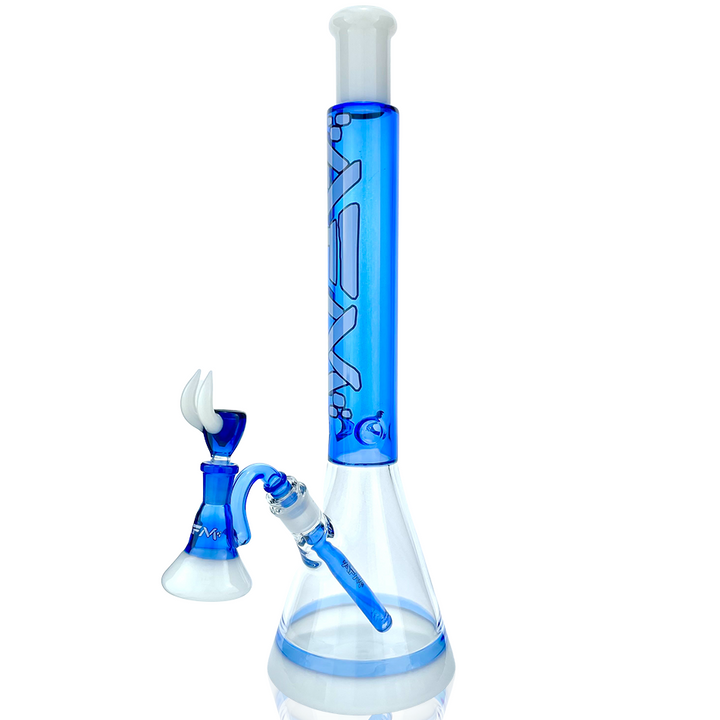 18" AFM Quasar Ink Blue Glass Beaker Bong Bundle – Thick Borosilicate Water Pipe Set | AFM Smoke