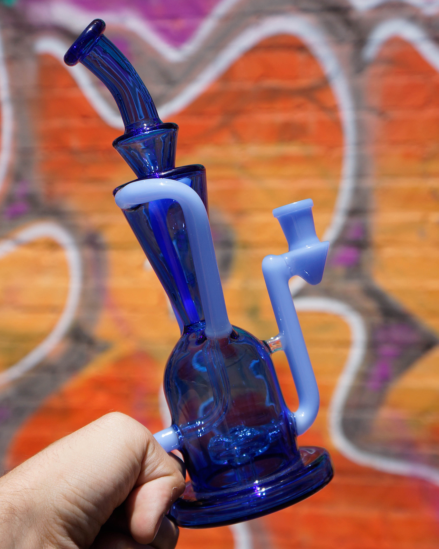 9" AFM Poppy Color Glass Recycler Dab Rig