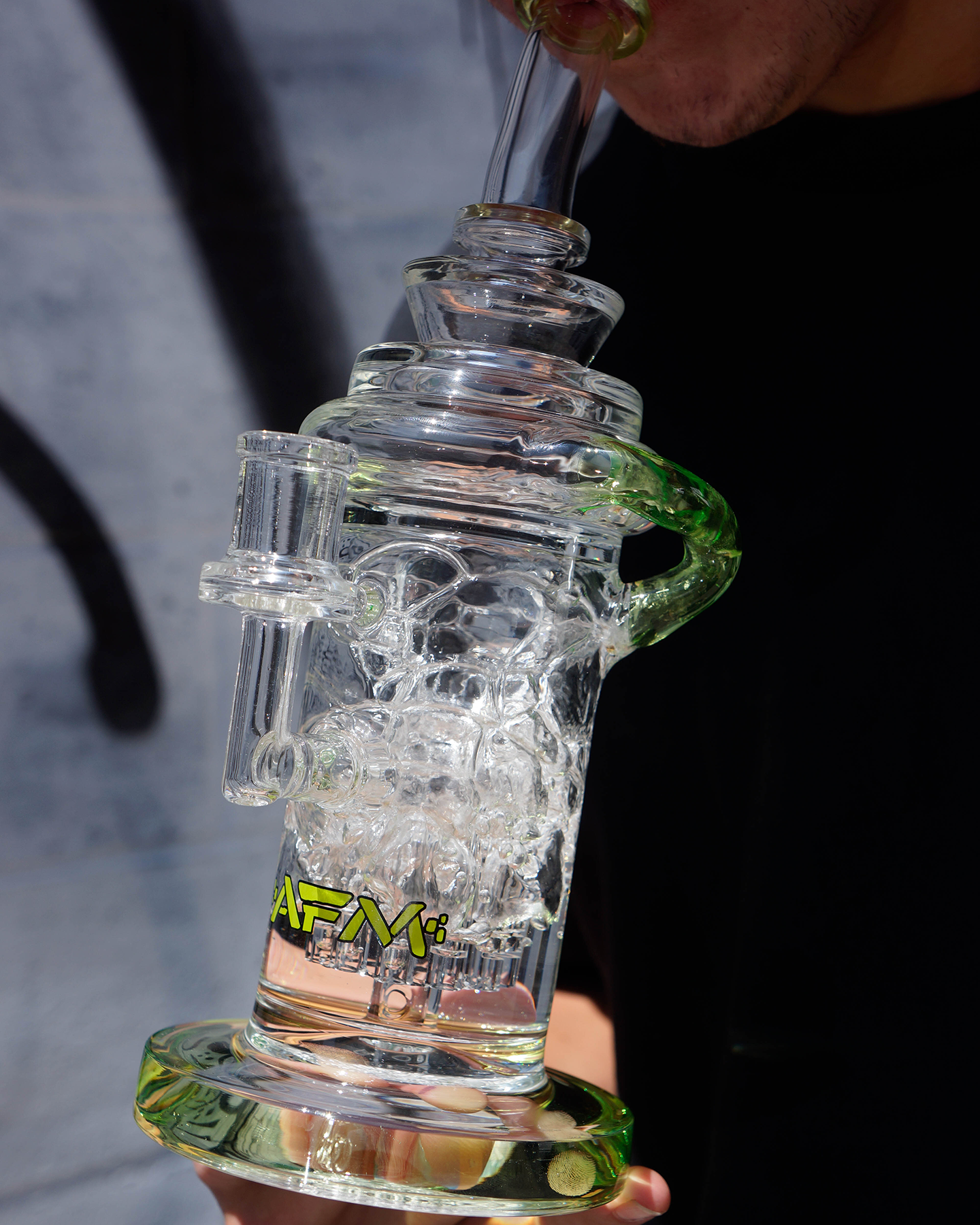 10" AFM Glass Power Station Color Lip Glass Recycler Dab Rig